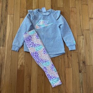 Nike Toddler Girl Sweatshirt and Leggings Set ~Gray, Pastels & White ~Leopard~4T